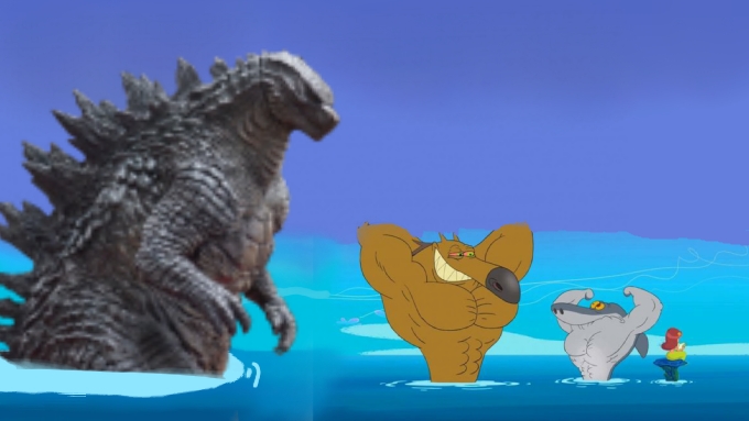 High Quality Zig Sharko And Godzilla Blank Meme Template