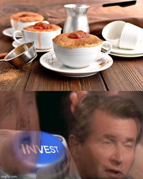 This must be AmericanViking's favourite quick bite food, a jelly donut but in a mug | image tagged in invest,jelly,donut,on,a,mug | made w/ Imgflip meme maker