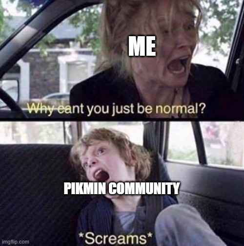Why Can't You Just Be Normal | ME; PIKMIN COMMUNITY | image tagged in why can't you just be normal | made w/ Imgflip meme maker