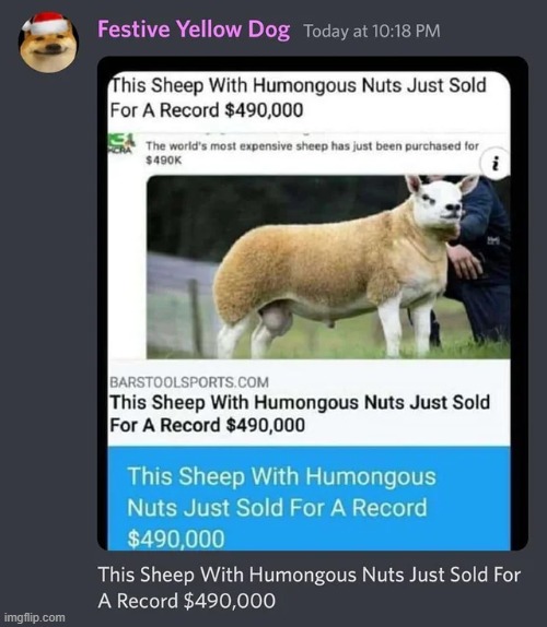 This Sheep With Humongous Nuts Just Sold For A Record $490,000 | made w/ Imgflip meme maker