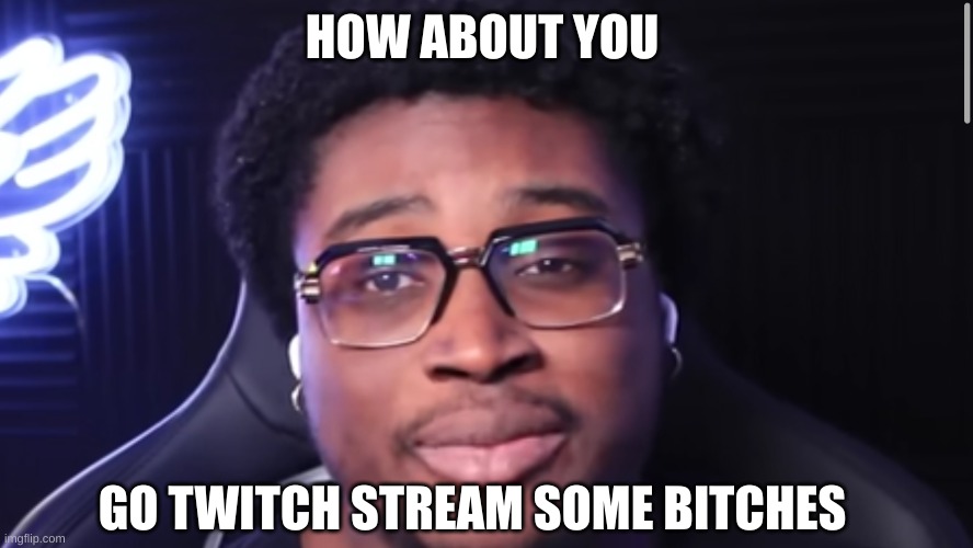 very true for you | HOW ABOUT YOU; GO TWITCH STREAM SOME BITCHES | image tagged in no bitches | made w/ Imgflip meme maker