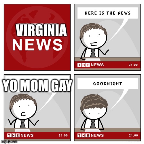 Nice | VIRGINIA; YO MOM GAY | image tagged in the news | made w/ Imgflip meme maker