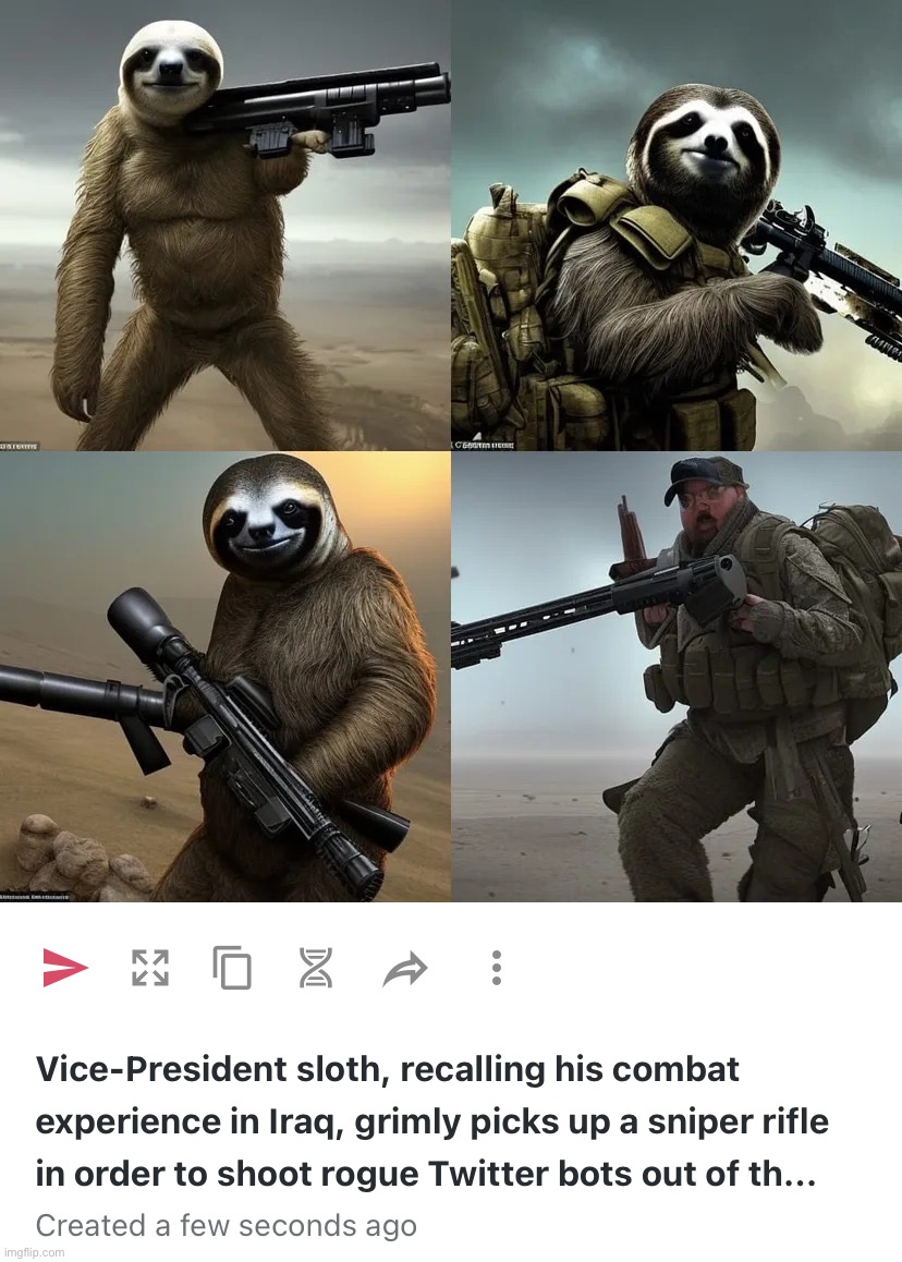 image tagged in vice-president sloth recalling his combat experience in iraq | made w/ Imgflip meme maker