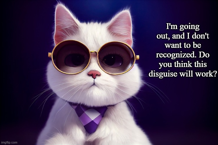 Incognito Cat | I'm going out, and I don't want to be recognized. Do you think this disguise will work? | image tagged in cats,memes | made w/ Imgflip meme maker