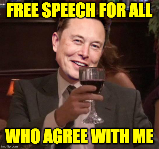 True story. | FREE SPEECH FOR ALL; WHO AGREE WITH ME | image tagged in memes,elon musk,twitter,true story | made w/ Imgflip meme maker