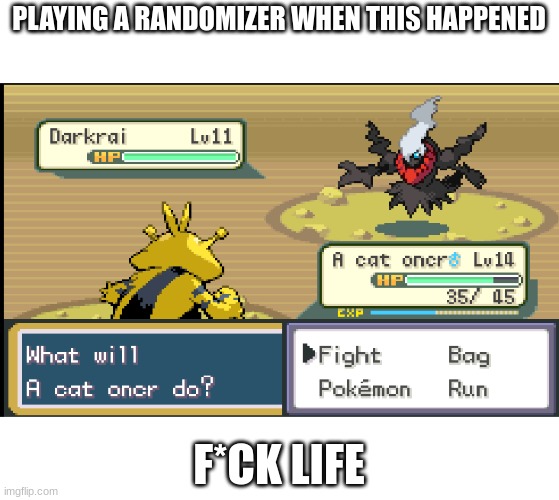 Playing a randomizer | PLAYING A RANDOMIZER WHEN THIS HAPPENED; F*CK LIFE | image tagged in playing a randomizer | made w/ Imgflip meme maker