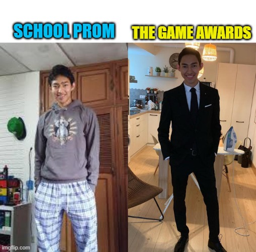 Stray for the win bois! | THE GAME AWARDS; SCHOOL PROM | image tagged in fernanfloo dresses up,funny,memes,funny memes,just a tag,the game awards | made w/ Imgflip meme maker