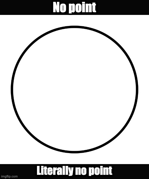 Pointless |  No point; Literally no point | image tagged in pointless,circle | made w/ Imgflip meme maker