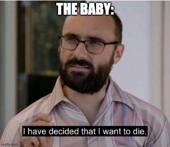 THE BABY: | image tagged in i have decided that i want to die | made w/ Imgflip meme maker