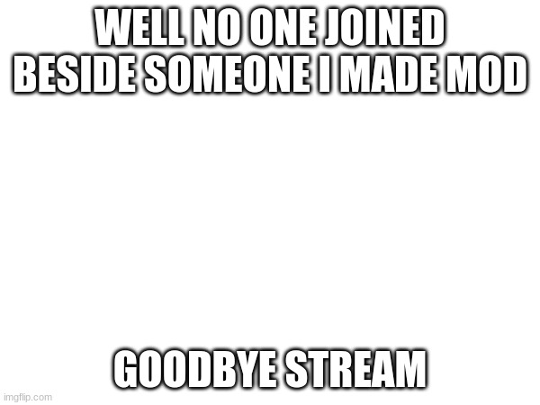 i tried | WELL NO ONE JOINED BESIDE SOMEONE I MADE MOD; GOODBYE STREAM | made w/ Imgflip meme maker