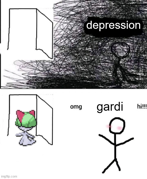 I FOUND GARDI | depression; gardi | image tagged in omg hi | made w/ Imgflip meme maker