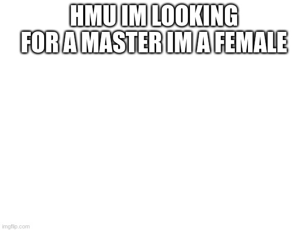  HMU IM LOOKING FOR A MASTER IM A FEMALE | image tagged in single | made w/ Imgflip meme maker