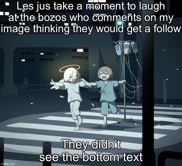 Avogado6 | Les jus take a moment to laugh at the bozos who comments on my image thinking they would get a follow; They didn’t see the bottom text | image tagged in avogado6 | made w/ Imgflip meme maker