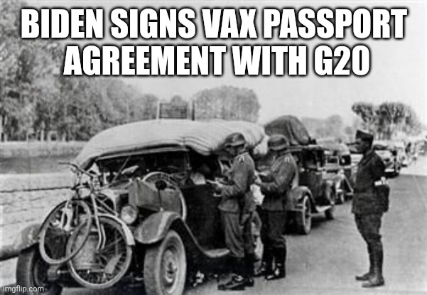 Grammar checkpoint | BIDEN SIGNS VAX PASSPORT
 AGREEMENT WITH G20 | image tagged in grammar checkpoint | made w/ Imgflip meme maker
