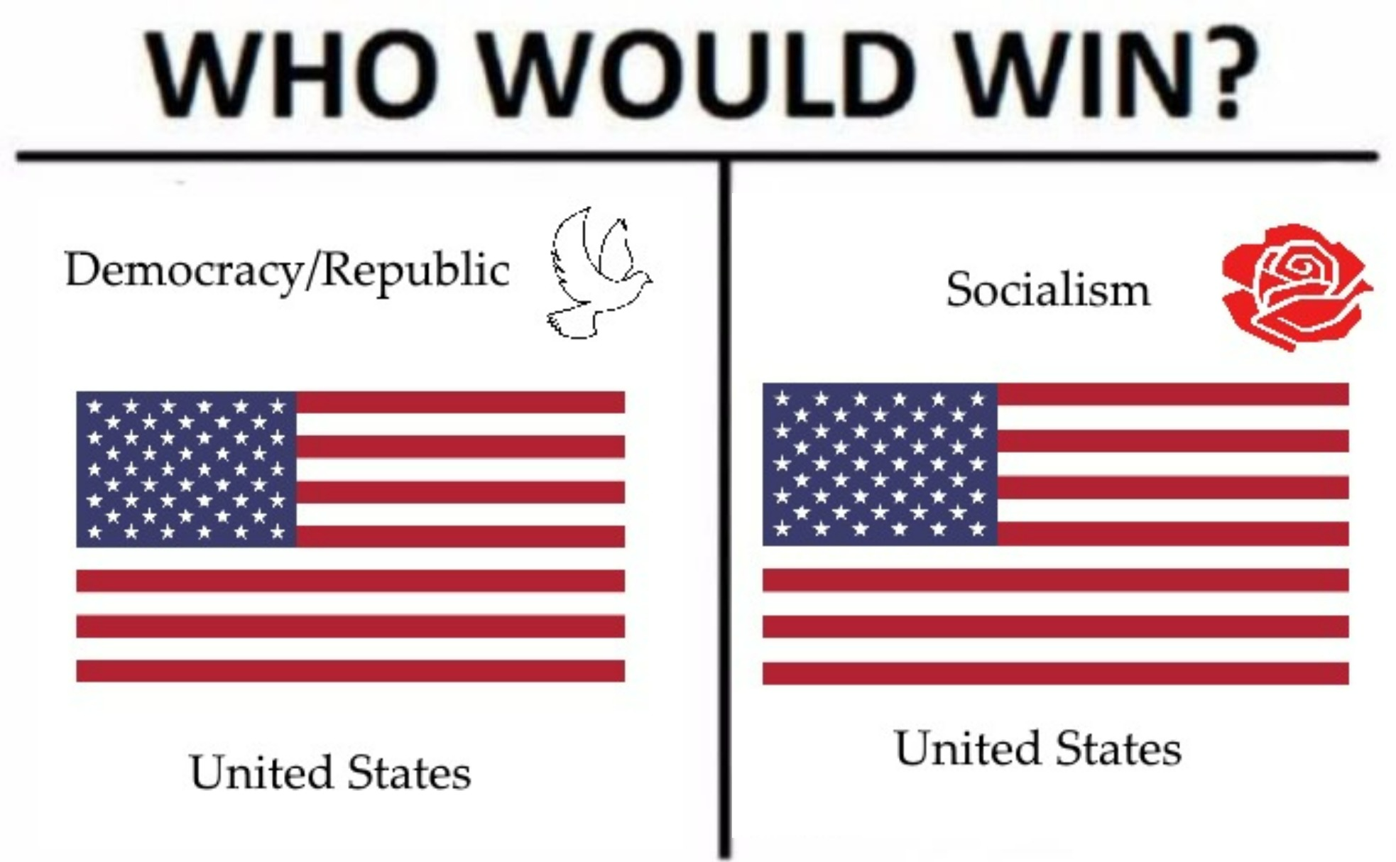 Who would win America Democracy/Republic Socialism Blank Meme Template