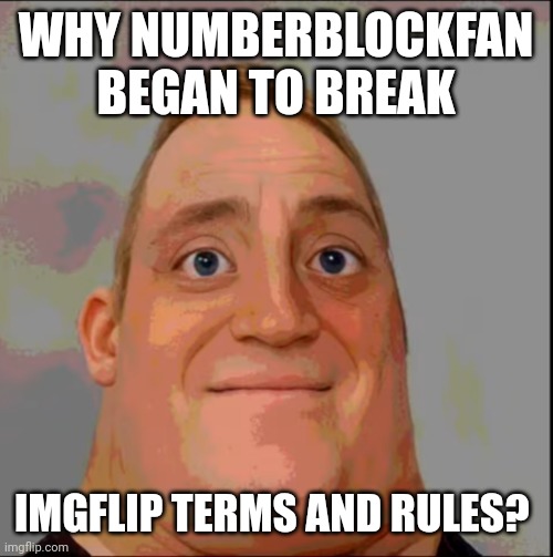 Message to all | WHY NUMBERBLOCKFAN BEGAN TO BREAK; IMGFLIP TERMS AND RULES? | image tagged in mr incredible phase 2 | made w/ Imgflip meme maker