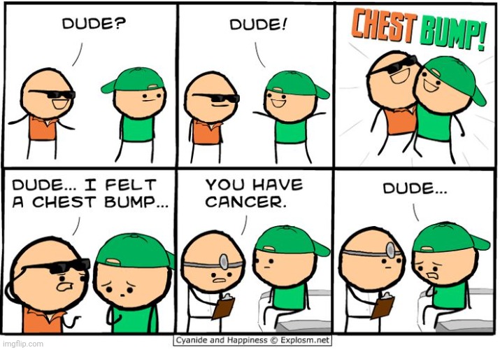 Cancer | image tagged in cancer,chest,bump,cyanide and happiness,comics,comics/cartoons | made w/ Imgflip meme maker