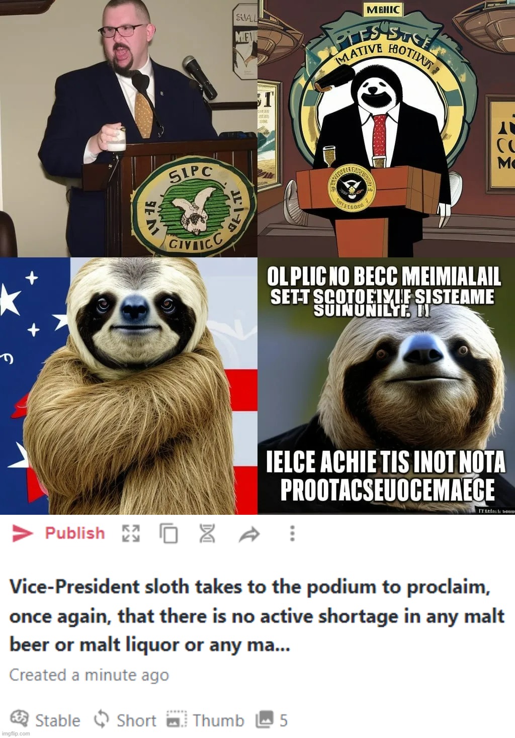 image tagged in vice-president sloth takes to the podium to proclaim once again | made w/ Imgflip meme maker