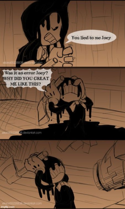 Bendy's transformation | image tagged in bendy,batim,comic,bendy's transformation | made w/ Imgflip meme maker