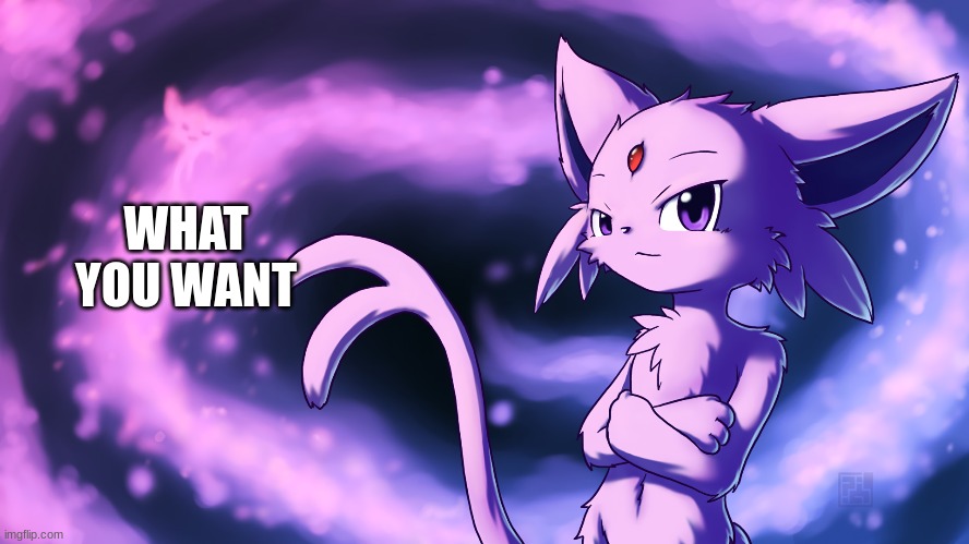 what u want | WHAT YOU WANT | image tagged in espeon | made w/ Imgflip meme maker