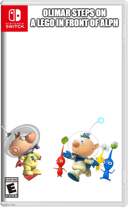 olimar steps on a lego | OLIMAR STEPS ON A LEGO IN FRONT OF ALPH | image tagged in nintendo switch,olimar,stepping on a lego,alph,memes,funny | made w/ Imgflip meme maker