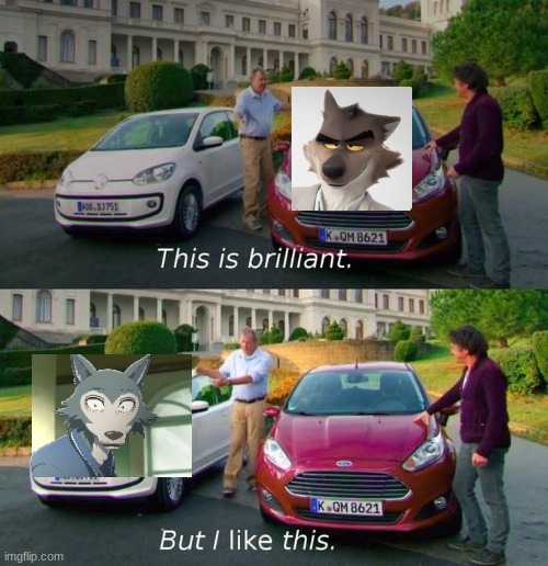 Part 2 of this meme! ^^ | image tagged in this is brilliant but i like this,legosi,beastars,mr wolf,furry,the furry fandom | made w/ Imgflip meme maker