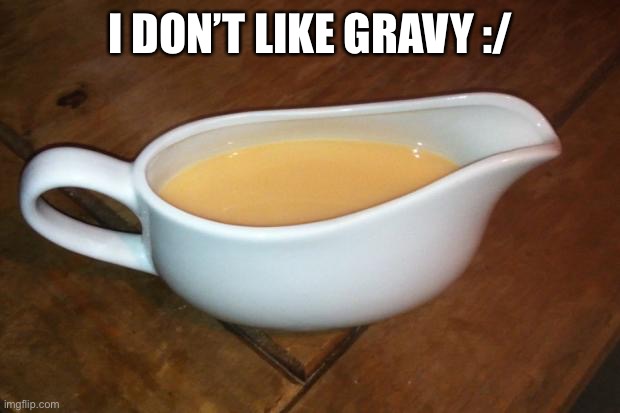 Gravy boat. | I DON’T LIKE GRAVY :/ | image tagged in gravy boat | made w/ Imgflip meme maker