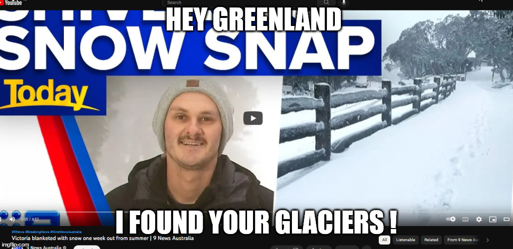 greenland | HEY GREENLAND; I FOUND YOUR GLACIERS ! | image tagged in climate,snow | made w/ Imgflip meme maker