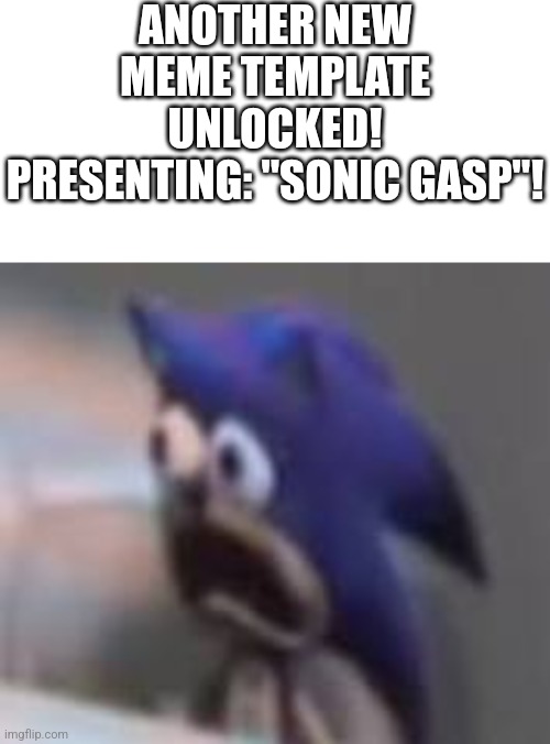New meme template unlocked! Now anyone can use this! | ANOTHER NEW MEME TEMPLATE UNLOCKED! PRESENTING: "SONIC GASP"! | image tagged in blank white template,sonic gasp | made w/ Imgflip meme maker