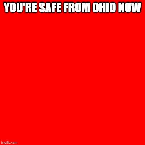 Blank Transparent Square Meme | YOU'RE SAFE FROM OHIO NOW | image tagged in memes,blank transparent square | made w/ Imgflip meme maker