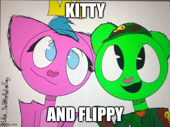 flippy x kitty drawn by Lolbit_TheBetterFuntimeFoxy | KITTY; AND FLIPPY | image tagged in flippy x kitty drawn by lolbit_thebetterfuntimefoxy | made w/ Imgflip meme maker
