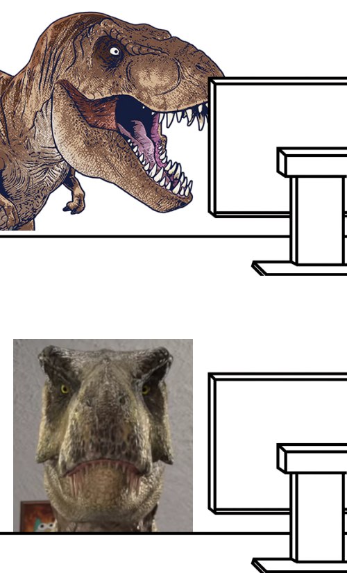 High Quality Rexy at the compuer Blank Meme Template