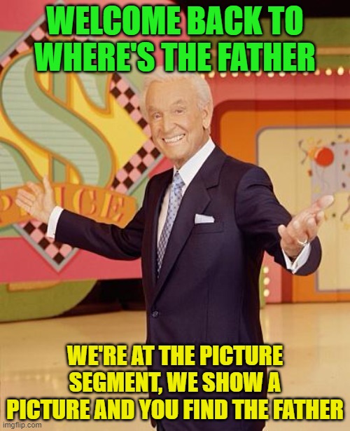 Game show  | WELCOME BACK TO WHERE'S THE FATHER; WE'RE AT THE PICTURE SEGMENT, WE SHOW A PICTURE AND YOU FIND THE FATHER | image tagged in game show | made w/ Imgflip meme maker