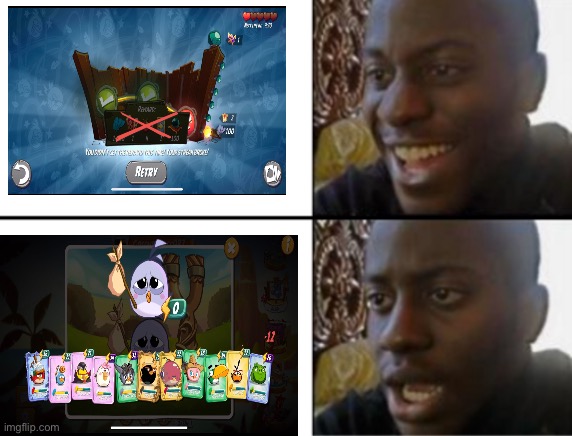 What happened in my angry birds 2 gameplay | image tagged in oh yeah oh no | made w/ Imgflip meme maker