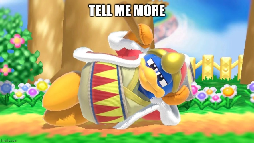 Tell me more | TELL ME MORE | image tagged in super smash bros,king dedede | made w/ Imgflip meme maker