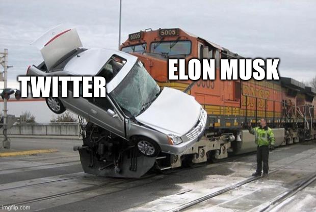 disaster train | TWITTER ELON MUSK | image tagged in disaster train | made w/ Imgflip meme maker