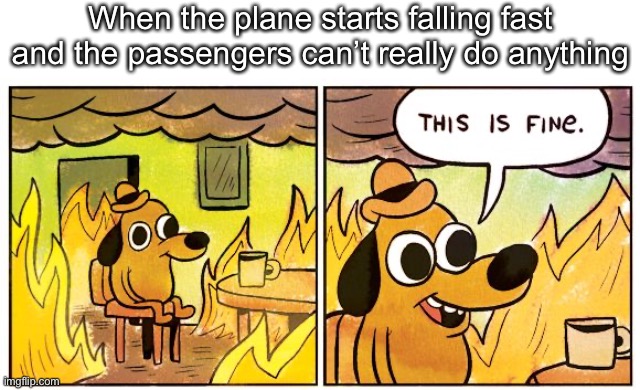 The only thing I can thing about while on a plane | When the plane starts falling fast and the passengers can’t really do anything | image tagged in memes,this is fine,plane flights | made w/ Imgflip meme maker