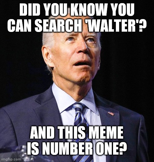Joe Biden | DID YOU KNOW YOU CAN SEARCH 'WALTER'? AND THIS MEME IS NUMBER ONE? | image tagged in joe biden | made w/ Imgflip meme maker
