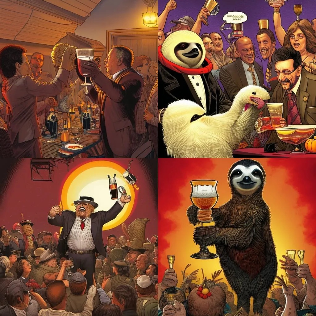 Vice-President sloth pardons a Thanksgiving turkey Blank Meme Template