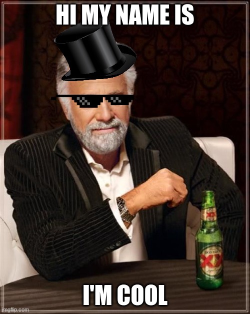 The Most Interesting Man In The World | HI MY NAME IS; I'M COOL | image tagged in memes,the most interesting man in the world | made w/ Imgflip meme maker