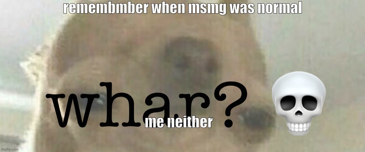 whar | remembmber when msmg was normal; me neither | image tagged in whar | made w/ Imgflip meme maker