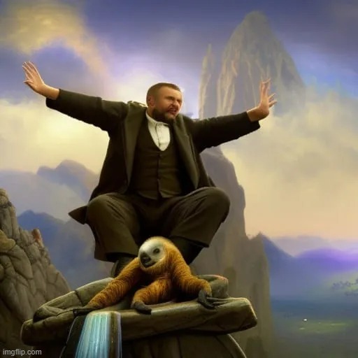 British Mormon t-poses on sloth | image tagged in british mormon t-poses on sloth | made w/ Imgflip meme maker