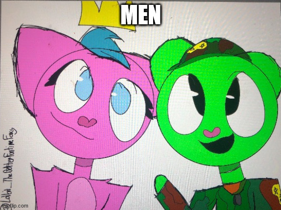 flippy x kitty drawn by Lolbit_TheBetterFuntimeFoxy | MEN | image tagged in flippy x kitty drawn by lolbit_thebetterfuntimefoxy | made w/ Imgflip meme maker