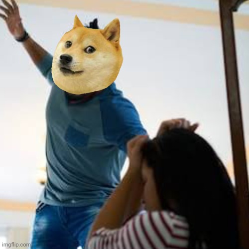 Doge beating a w*man | image tagged in doge beating a w man | made w/ Imgflip meme maker