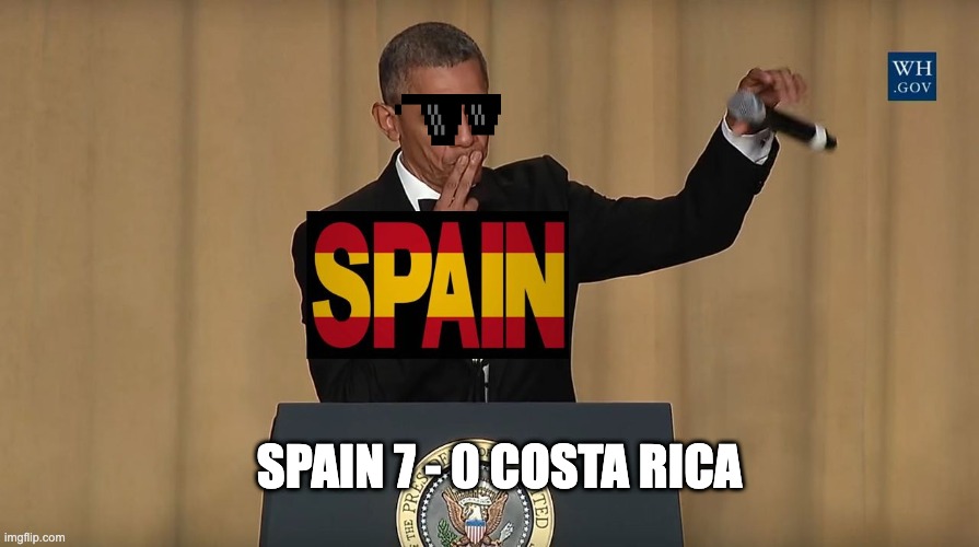 Spain Mic drop | SPAIN 7 - 0 COSTA RICA | image tagged in spain mic drop | made w/ Imgflip meme maker