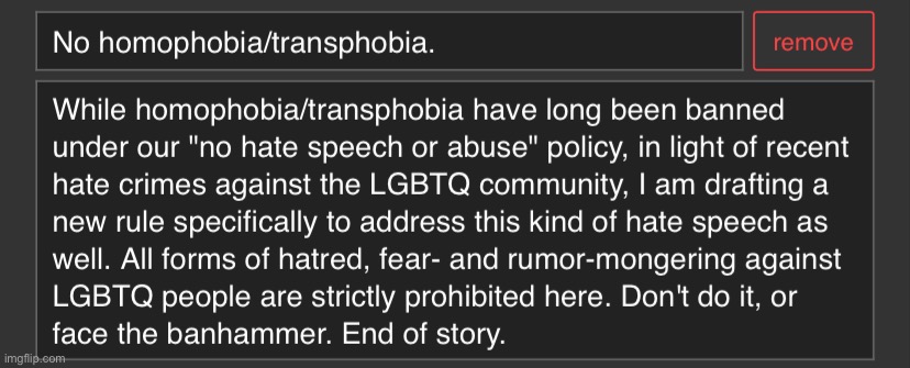 PoliticsTOO No homophobia/transphobia rule | image tagged in politicstoo no homophobia/transphobia rule | made w/ Imgflip meme maker