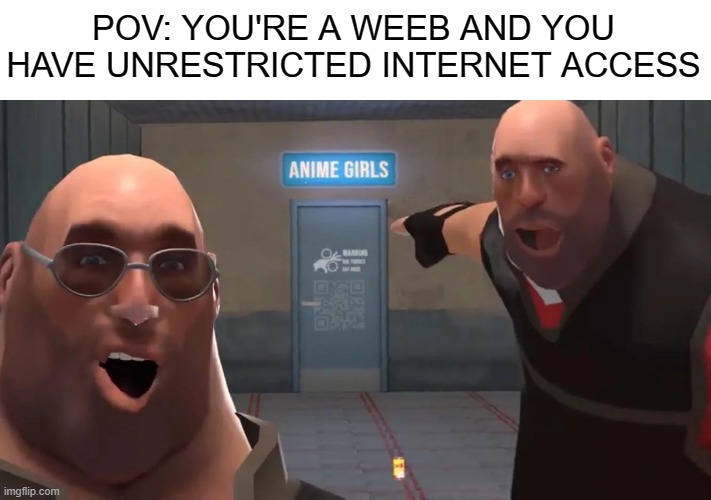 Weebs in a nutshell, folks | POV: YOU'RE A WEEB AND YOU HAVE UNRESTRICTED INTERNET ACCESS | image tagged in fun,memes,pov,heavy,anime girls,internet | made w/ Imgflip meme maker