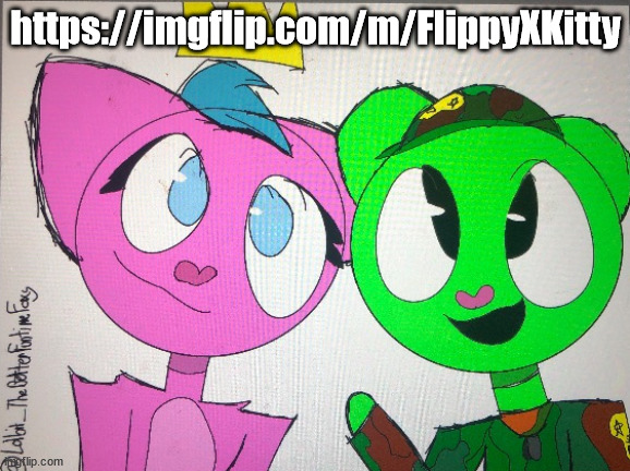 flippy x kitty drawn by Lolbit_TheBetterFuntimeFoxy | https://imgflip.com/m/FlippyXKitty | image tagged in flippy x kitty drawn by lolbit_thebetterfuntimefoxy | made w/ Imgflip meme maker
