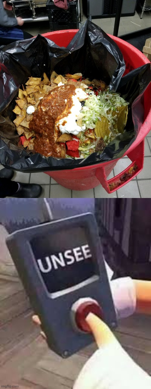 Cursed trash taco salad | image tagged in unsee button,taco salad,trash,cursed image,cursed,memes | made w/ Imgflip meme maker