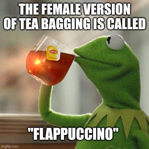 But That's None Of My Business | THE FEMALE VERSION OF TEA BAGGING IS CALLED; "FLAPPUCCINO" | image tagged in memes,but that's none of my business,kermit the frog | made w/ Imgflip meme maker